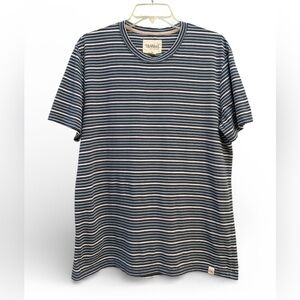 UpWest Men's Blue and White Striped Tee Medium